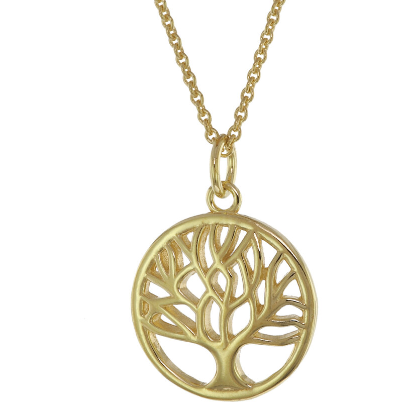 trendor Damen-Halskette mit Anhänger Lebensbaum Silber Vergoldet 75655