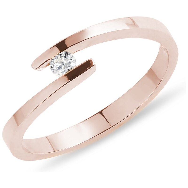 Asymmetrischer Ring mit Diamant im Brillantschliff aus Roségold KLENOTA K0552014