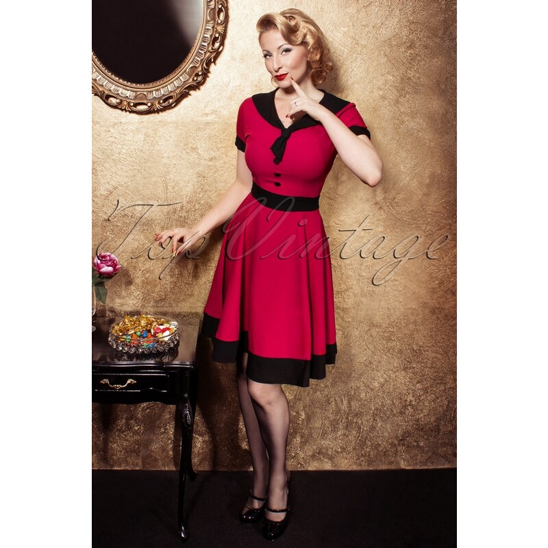 Banned 50s Lola Swing Dress in Raspberry Red