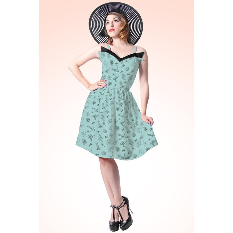 Rock Steady Clothing 50s Space Cadet Dress in Vintage Mint