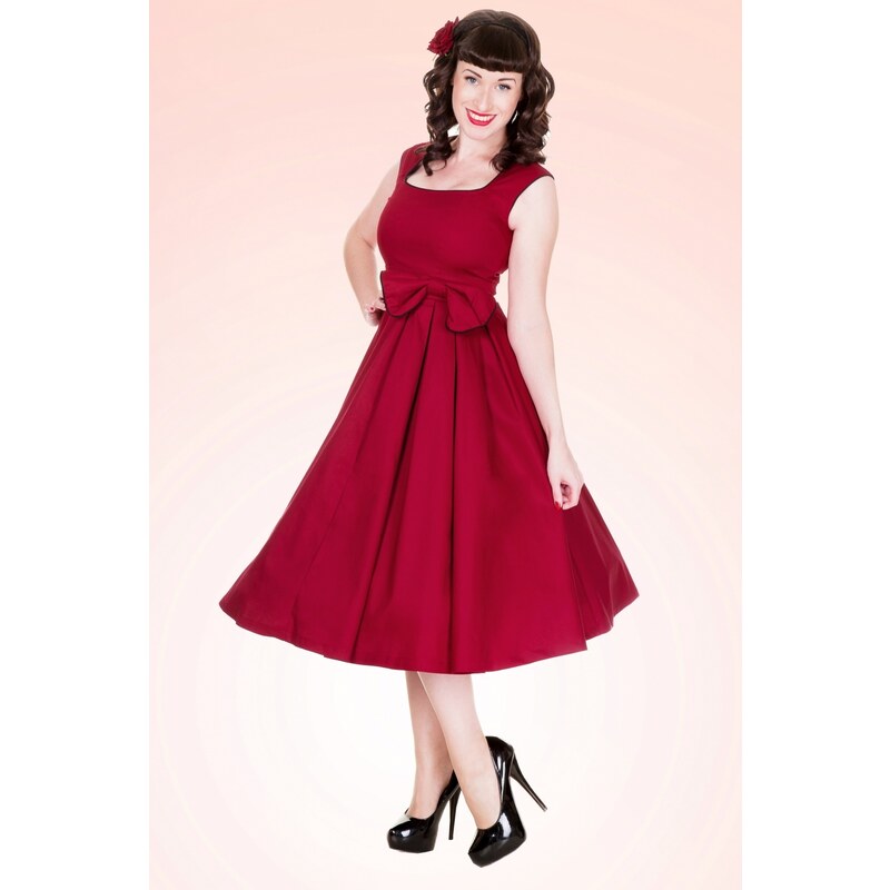 Lindy Bop 1950's Grace Red Bow vintage style swing party rockabilly evening dress