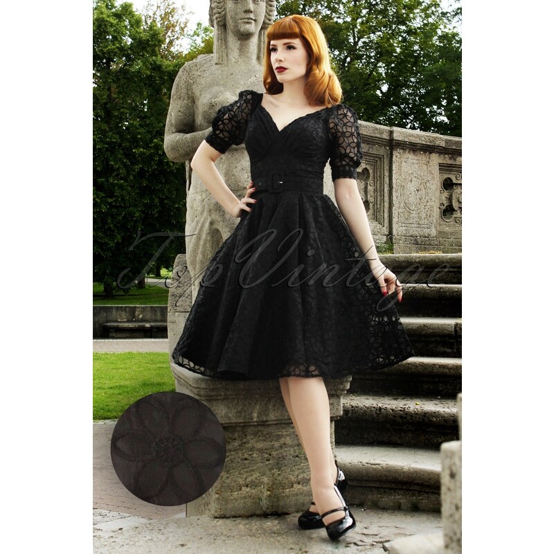 Miss Candyfloss 50s Venus Luxurious Dress in Black