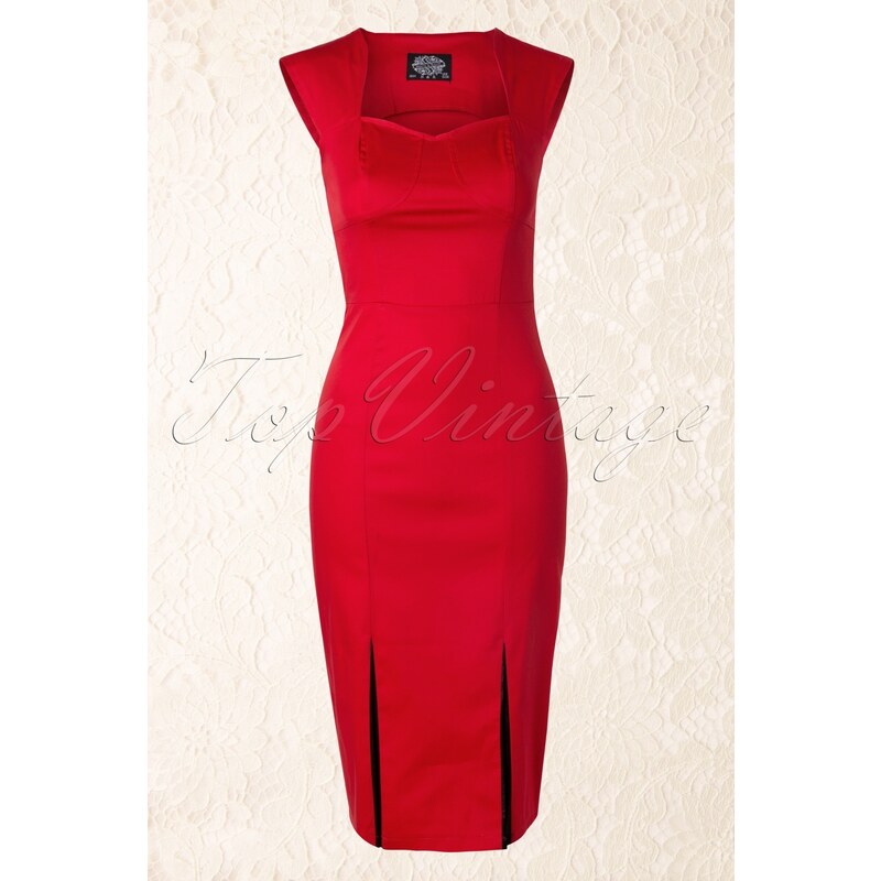 Hearts & Roses 50s My Sweetheart Pencil Dress in Red