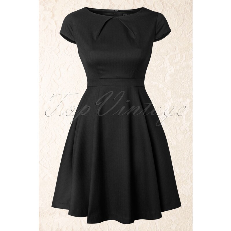 Fever Canary Wharf Fit and Flare Dress in Black