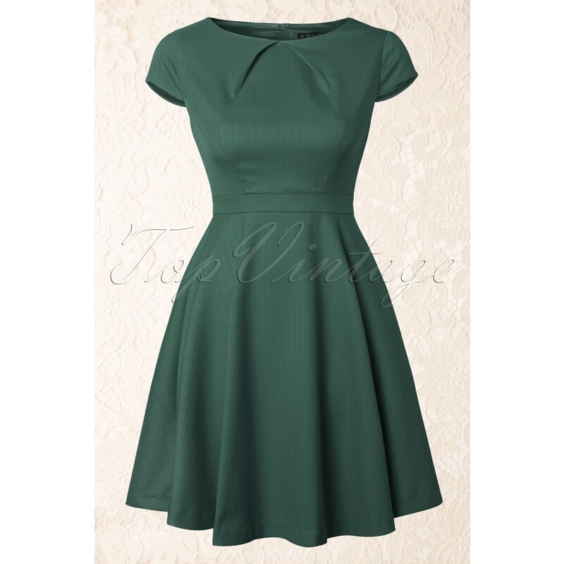 Fever Canary Wharf Fit and Flare Dress in Green