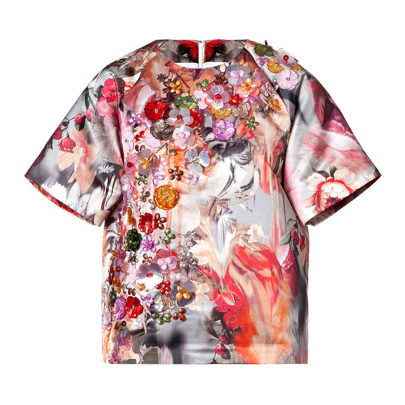 MSGM Embroidered Graphic Print Top