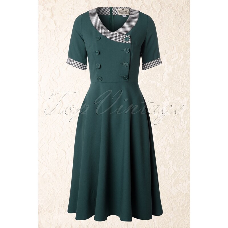 Collectif Clothing 40s Yvonne Swing Dress in Teal