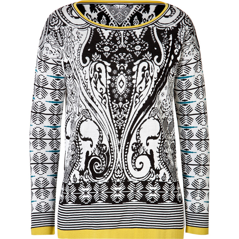 Etro Silk-Cotton Intarsia Knit Pullover