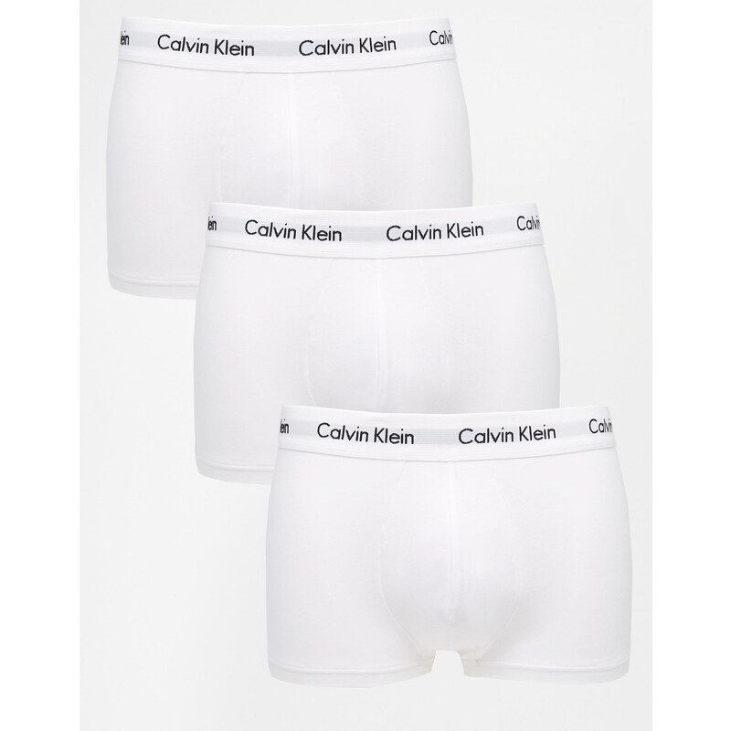 Calvin Klein - Elastische, tief sitzende Baumwoll-Unterhosen im 3er-Pack in Weiß - Weiß