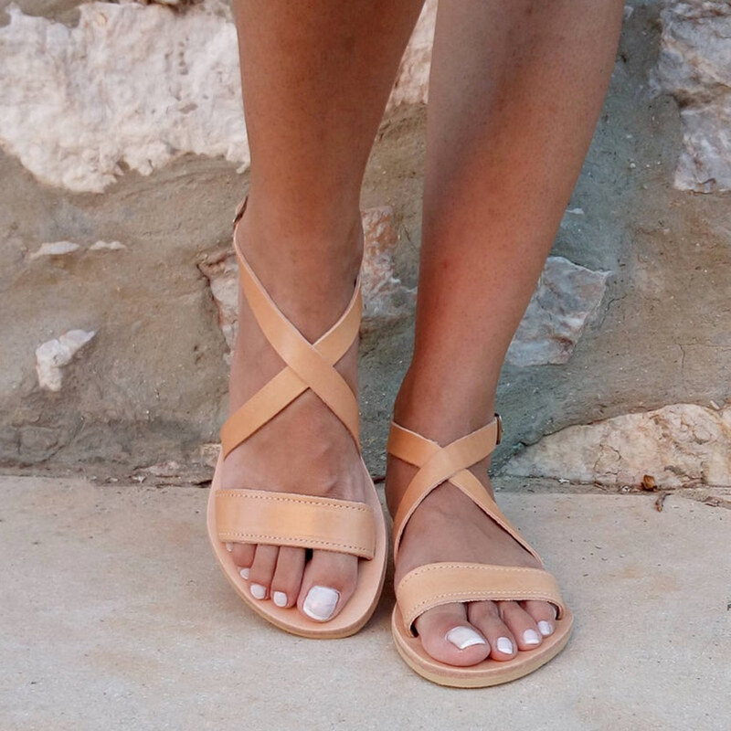 Grecian Sandals Ankle Strap Leather Sandals - Multiple Colors