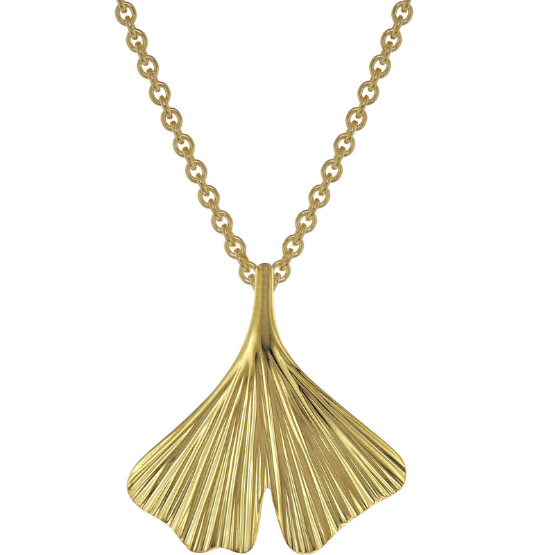 trendor Damen-Halskette mit Ginkgo-Anhänger Gold auf Silber 75720-42, 42 cm