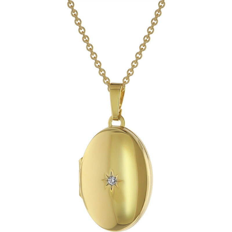 trendor Medaillon mit Damen-Halskette Gold auf Silber 75731-45, 45 cm