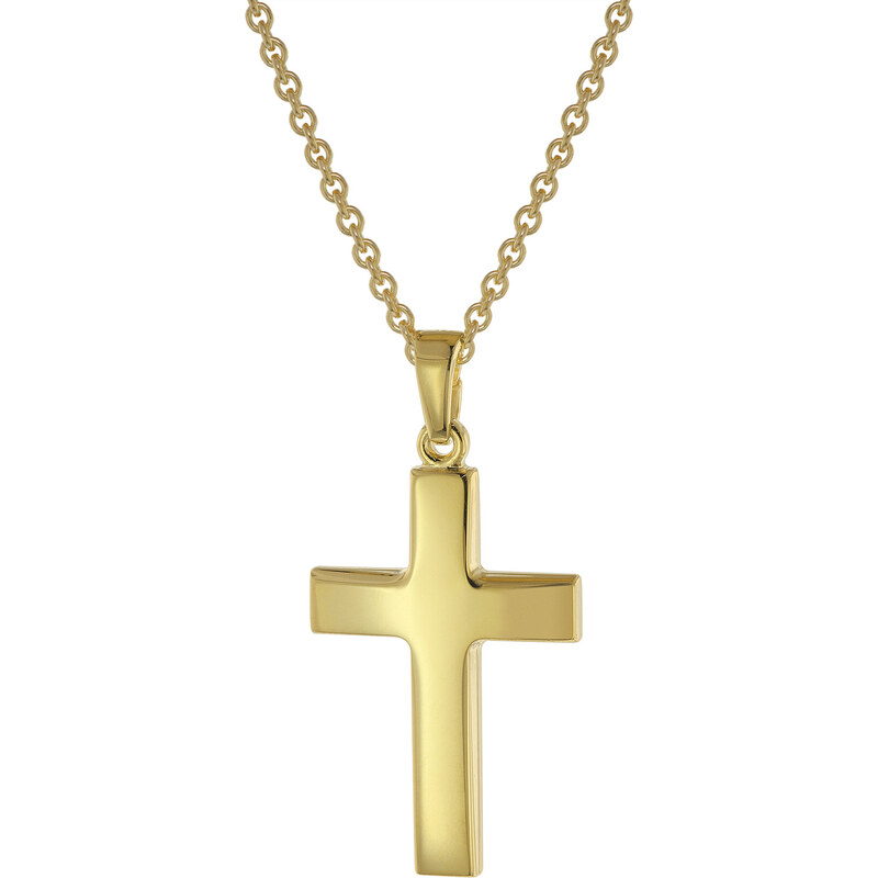 trendor Halskette mit Kreuz-Anhänger 24 mm Gold auf Silber 75824-60, 60 cm