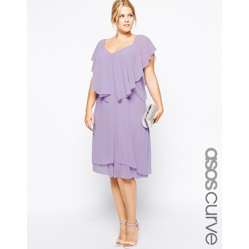ASOS CURVE - Exklusives, langes Kleid mit Rüschen - Schwarz 25,99 €