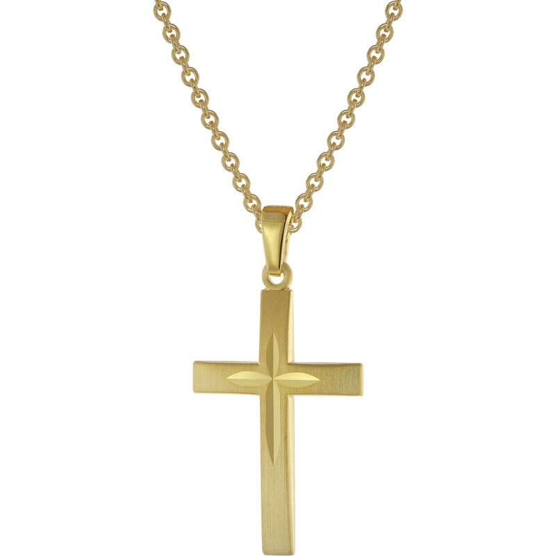 trendor Kreuz-Anhänger mit Halskette Gold auf Silber 75834-45, 45 cm