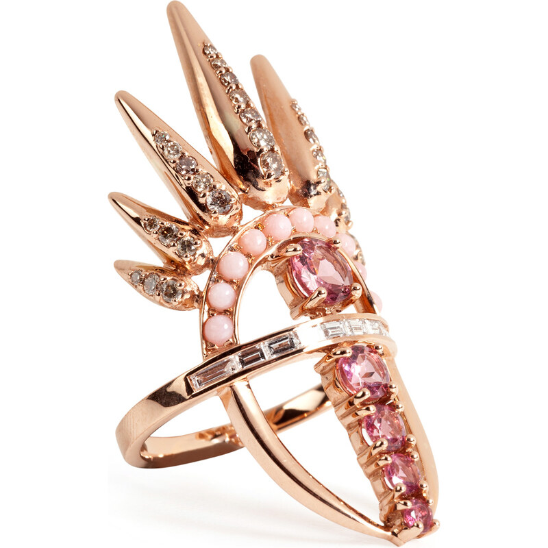 Nikos Koulis 18kt Pink Gold Spectrum Ring with Diamonds and Tourmaline