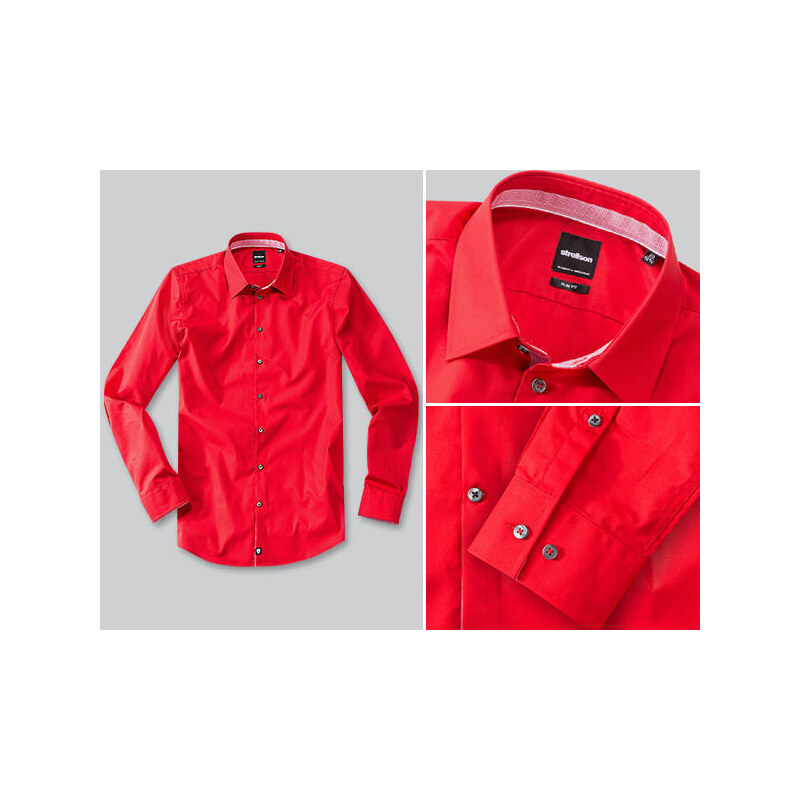 Herren Strellson Premium Hemden rot unifarben