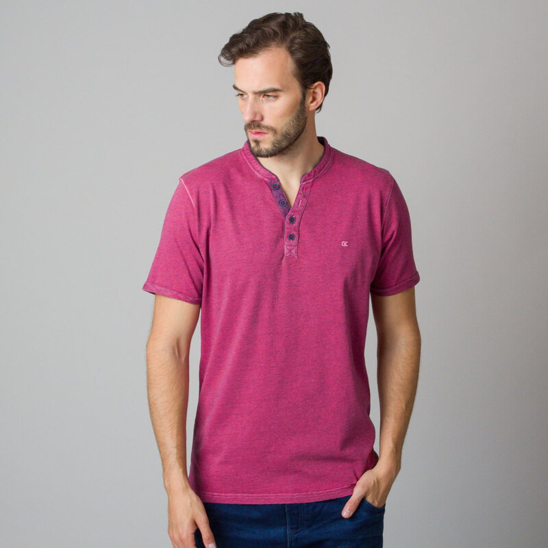 Willsoor Herren-T-Shirt mit Streifenmuster in weinroter Farbe 11799
