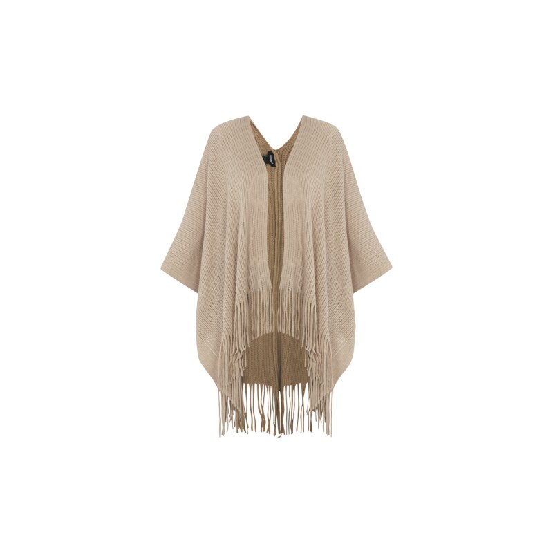More & More Poncho mit Fransenabschluss