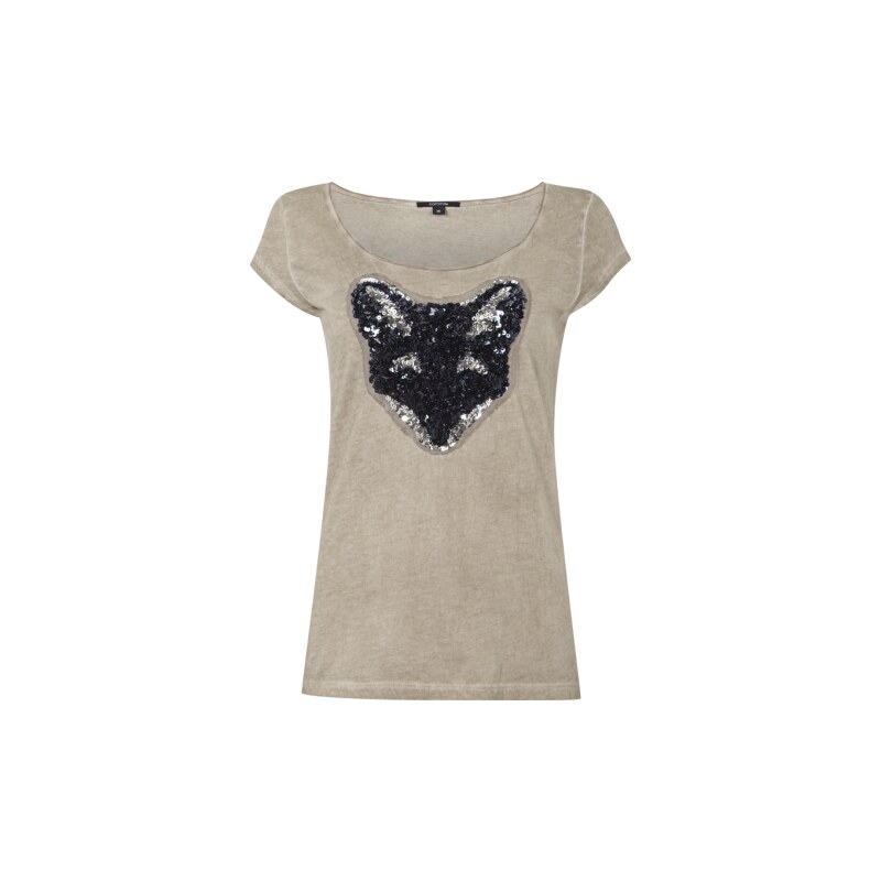 comma T-Shirt mit Pailletten-Fuchs