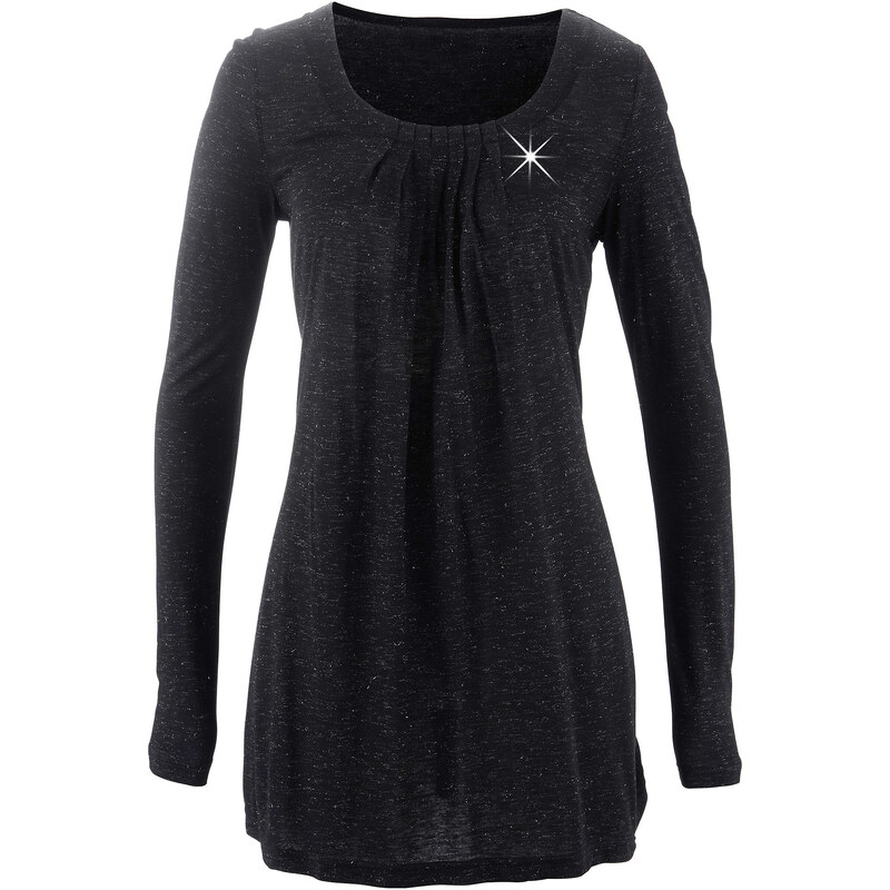 bpc selection Longshirt mit Glitzergarn langarm in schwarz für Damen von bonprix