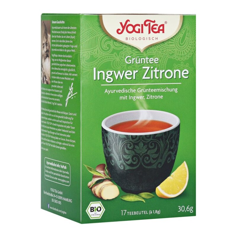 YOGI TEA Grüntee Ingwer Zitrone Bio Filterbeutel,30.6g