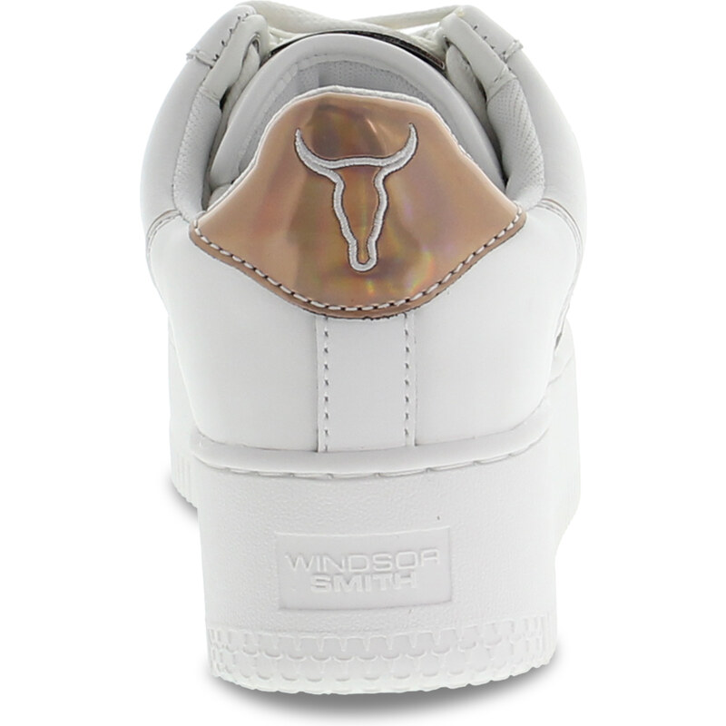 Sneaker Windsor Smith ROSY BRAVE WHITE ROSE GOLD HOLOGRAPHIC aus Leder Weiß