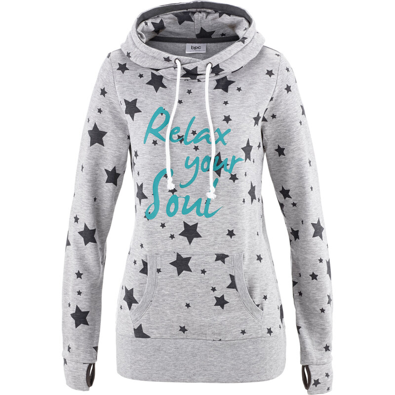bpc bonprix collection Leichtes Sweatshirt mit Sternendruck langarm in grau für Damen von bonprix