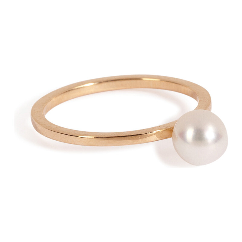 Sophie Bille Brahe 14kt Gold Lisa Mini Ring with Fresh Water Pearl