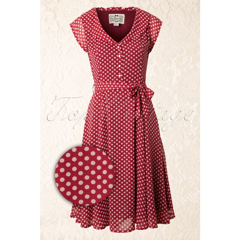 Collectif Clothing 50s Violet Polka Dot Dress in Red