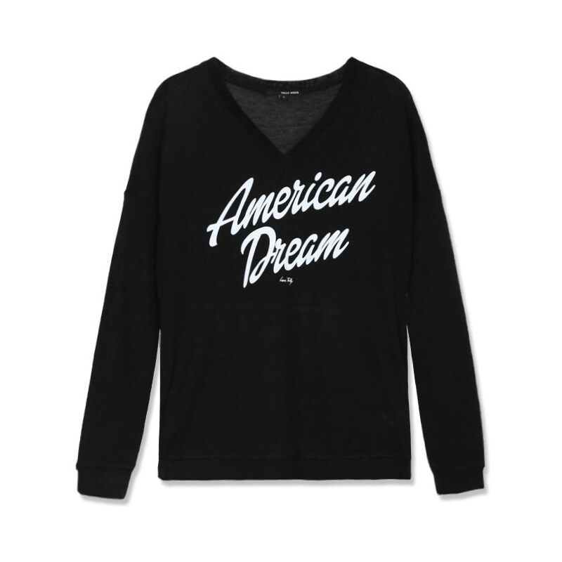 Tally Weijl Schwarzer Pullover mit V-Ausschnitt und "American Dream"-Print