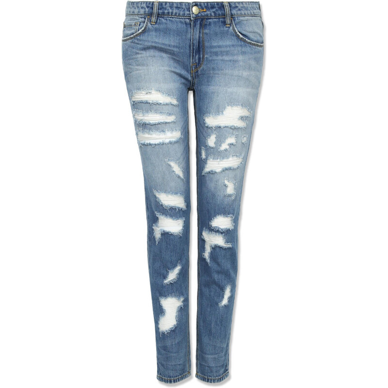 Tally Weijl Blaue Girlfriend-Jeans mit Destroyed-Elementen