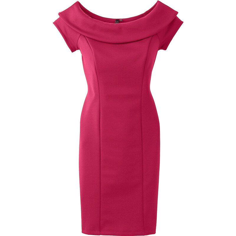 BODYFLIRT boutique Kleid in Scubaoptik/Sommerkleid kurzer Arm in pink von bonprix