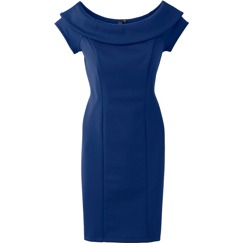 BODYFLIRT boutique Kleid in Scubaoptik/Sommerkleid kurzer Arm in blau von bonprix