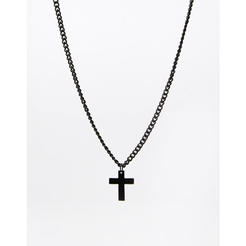 ASOS - Halskette mit Kreuzanhänger - Schwarz