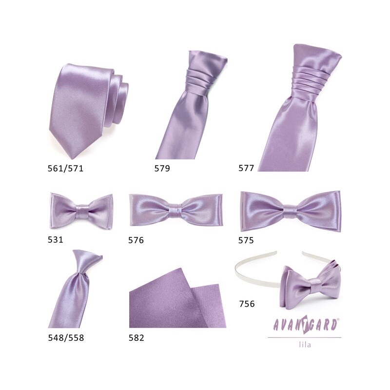 Avantgard Hellviolette französische Krawatte für Jungen + Einstecktuch