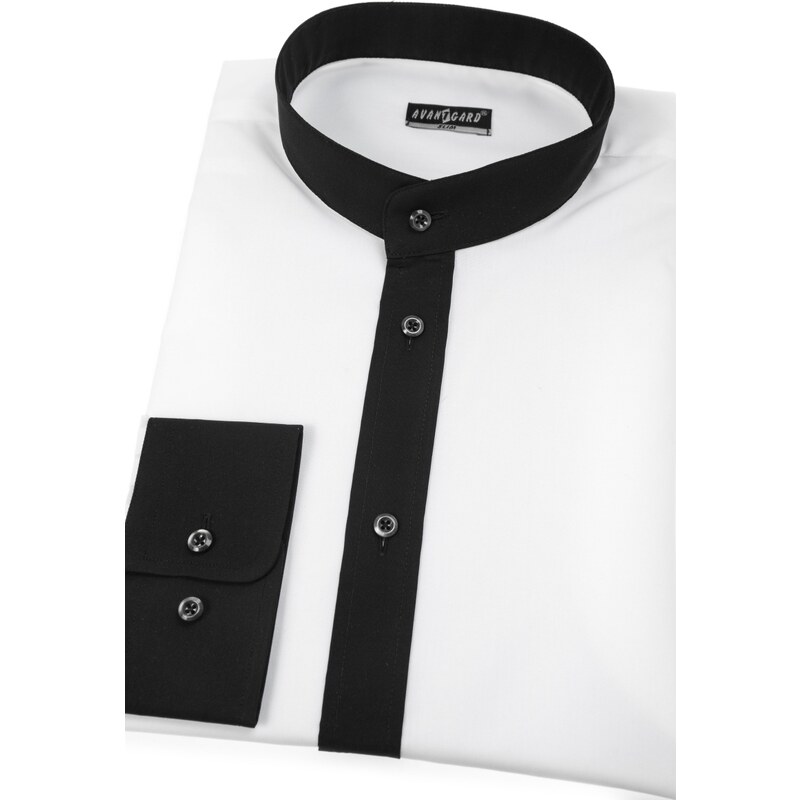 Avantgard Weißes slim Hemd mit schwarzem Flügelkragen
