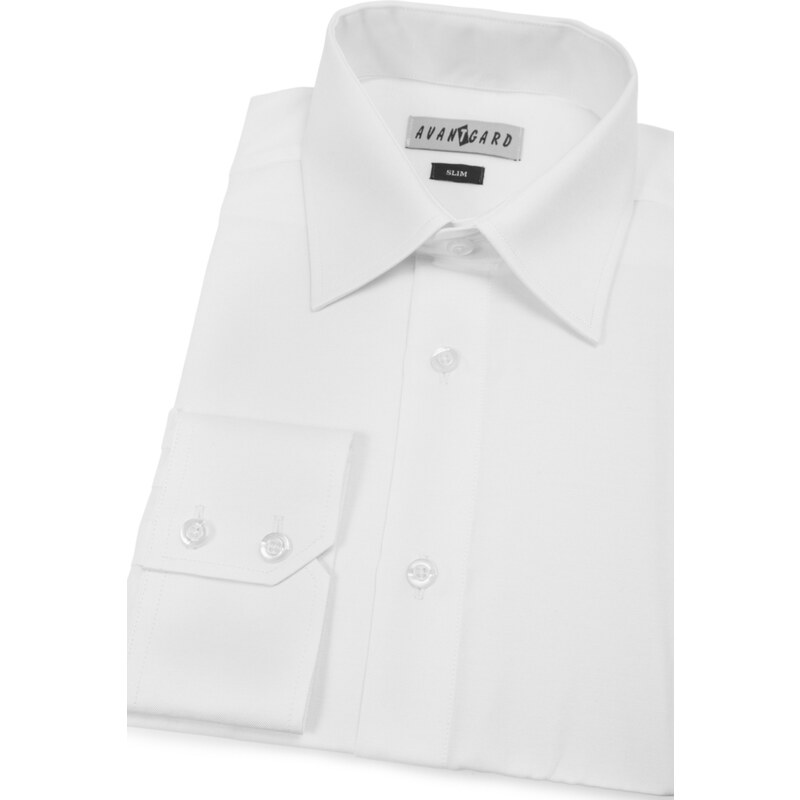 Avantgard Herren Hemd SLIM mit langen Ärmeln Weiß