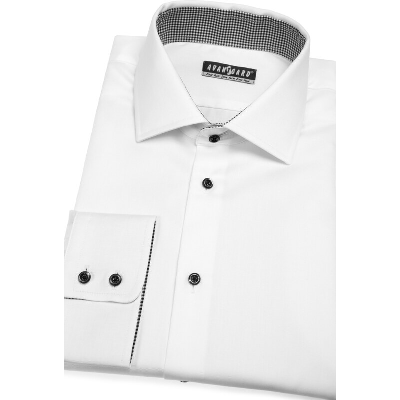 Avantgard Weißes Herrenhemd im klassischen Stil mit schwarzen Knöpfen
