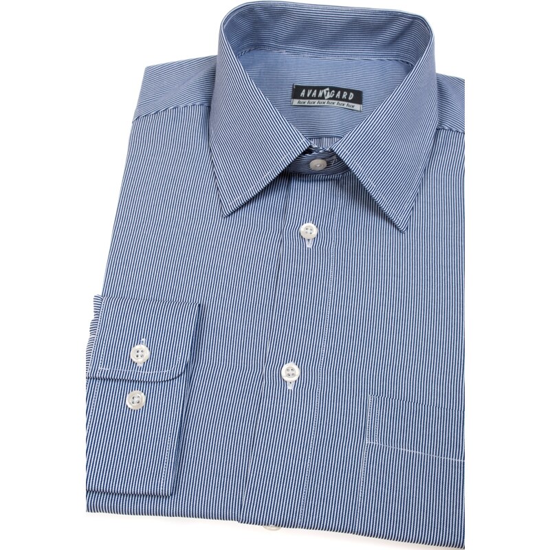 Avantgard Herren Hemd langarm Blau mit schmalen Streifen