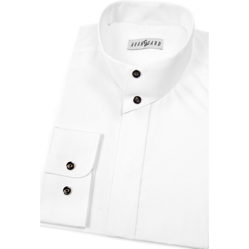 Avantgard Hemd mit Flügelkragen langarm weiß