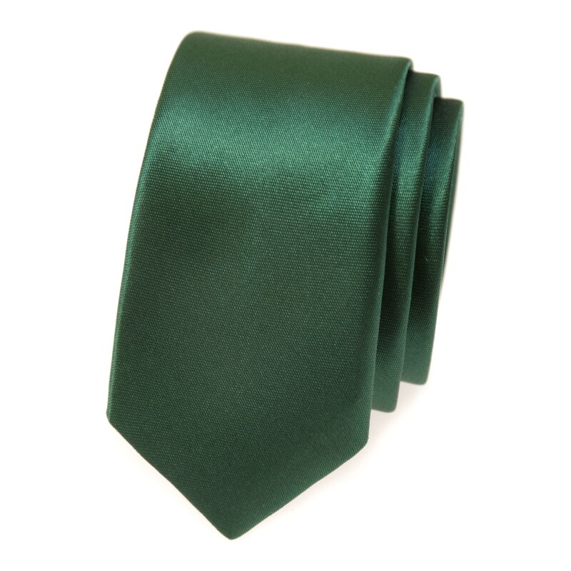 Avantgard Dunkelgrüne schmale Krawatte