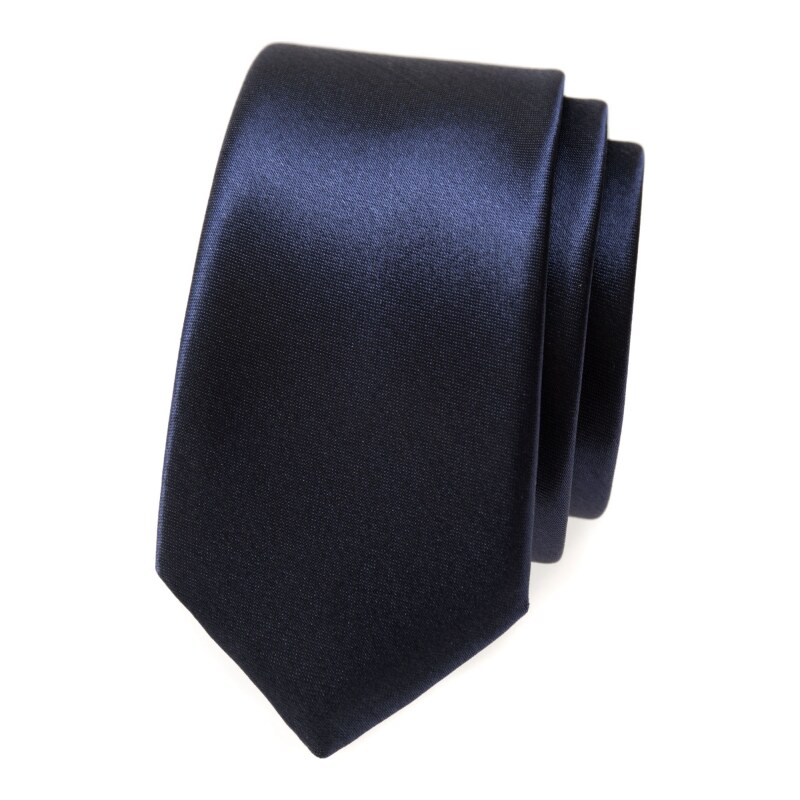Avantgard Glatte dunkelblaue schmale Krawatte