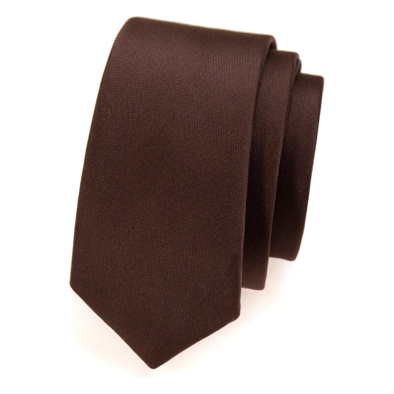 Avantgard Einfarbige matte braune Krawatte SLIM