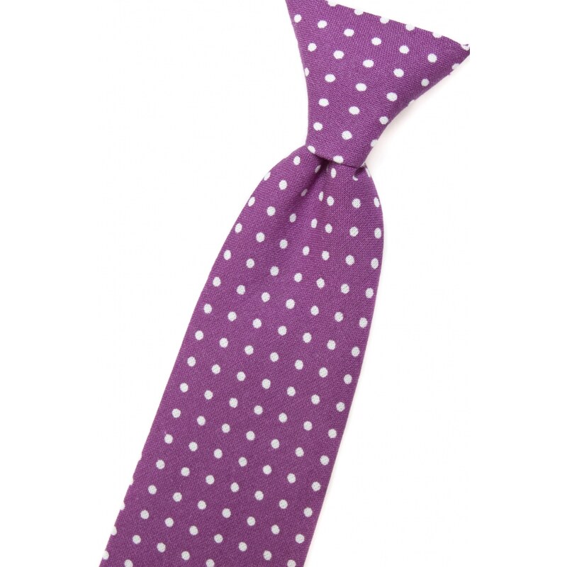 Avantgard Jungen Kinder Krawatte violett mit weißen Tupfen