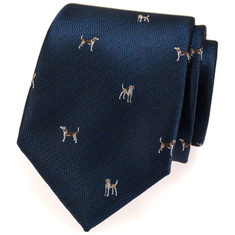Avantgard Blaue Krawatte Brauner Hund