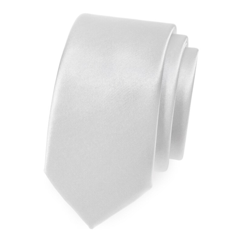 Avantgard Glatte weiße Slim-Krawatte