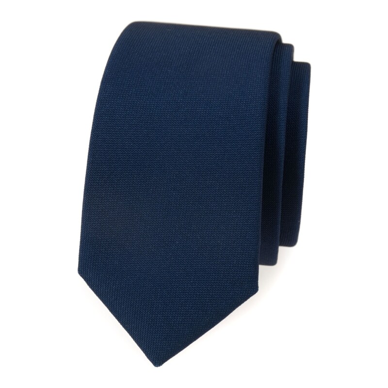 Avantgard Dunkelblaue schmale Krawatte