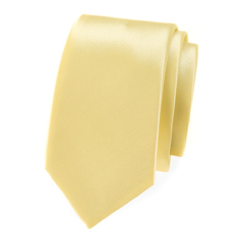 Avantgard Einfarbige hellgelbe SLIM Krawatte