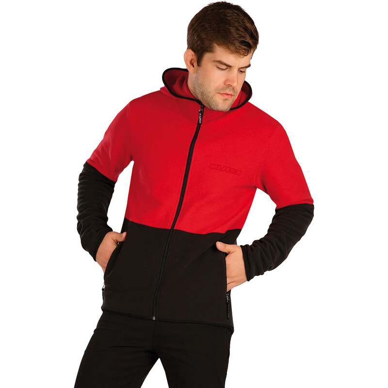 LITEX Herren Fleece Sweatshirt mit Kapuzen. 7A284, rot